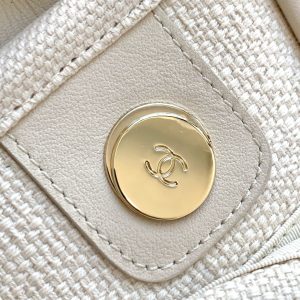 img_ecb71349_20250112_i1736659591907_4278_0_7_jpg CC 25C ToTe Bag Beige Navy Blue Canvas Fabric 238518