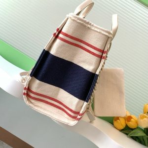 img_ecb71349_20250112_i1736659593179_9682_0_1_jpg CC 25C ToTe Bag Beige Navy Blue Canvas Fabric 238518