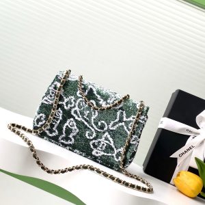 CC 25C Dark Green White Sequin Gold Hardware