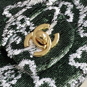 CC 25C Dark Green White Sequin Gold Hardware