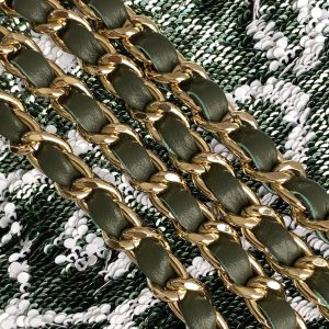 CC 25C Dark Green White Sequin Gold Hardware