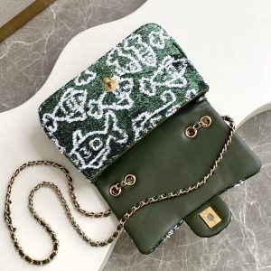 CC 25C Dark Green White Sequin Gold Hardware