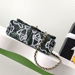 CC 25C Dark Green White Sequin Gold Hardware