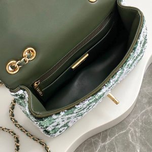 CC 25C Dark Green White Sequin Gold Hardware
