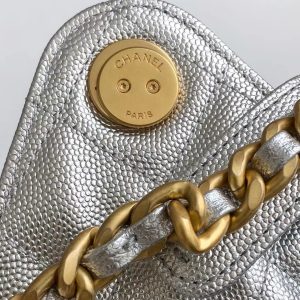 img_ecb71349_20250501_i1746078993920_1019_0_6_jpg CC 25C Hobo Bags 40cm Silver Metalic Grained Calfskin