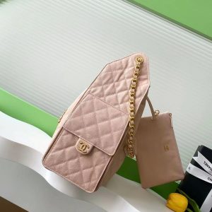 img_ecb71349_20250501_i1746079083286_1312_0_1_jpg CC 25C Hobo Bags 40cm Pink Beige Grained Calfskin