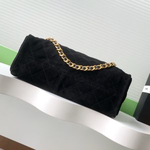 CC 25C Hobo Bag 31cm Black Matelasse Suede