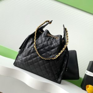 CC 25C Hobo Bags 40cm Black Grained Calfskin