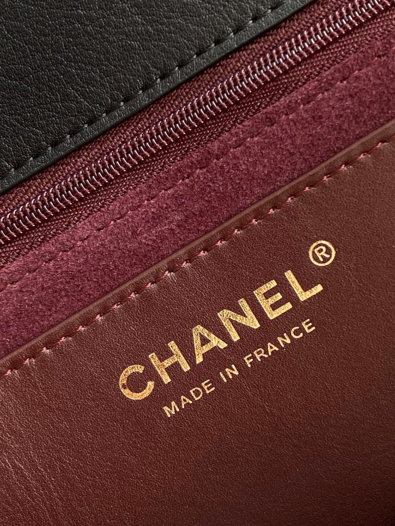 cc 25S Vintage Flap Bag 37cm Top Handle Black Calfskin