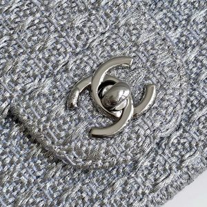 cc 25S Flap Bag 20cm Silver Raffia