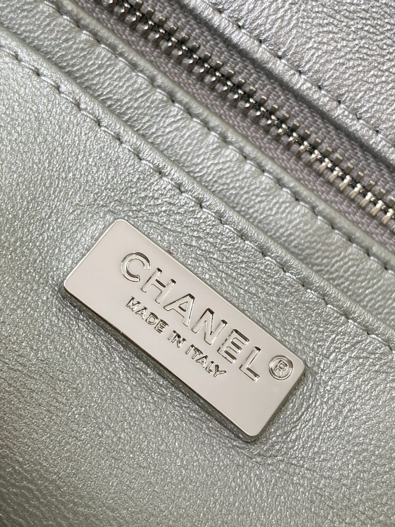 cc 25S Flap Bag 20cm Silver Raffia