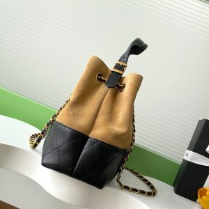 CC 25A Small Tote 36cm Brown Suede Black Calfskin