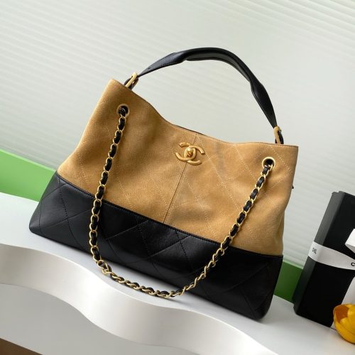 img_ecb71349_20250611_i1749625199130_2439_0_0_jpg CC 25A Small Tote 36cm Brown Suede Black Calfskin