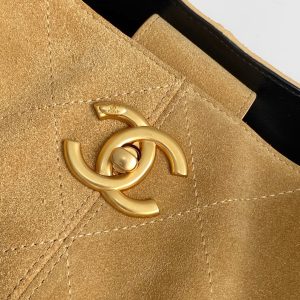 CC 25A Small Tote 36cm Brown Suede Black Calfskin