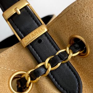 CC 25A Small Tote 36cm Brown Suede Black Calfskin