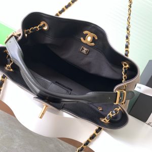 CC 25A Small Tote 36cm Grey Suede Black Calfskin