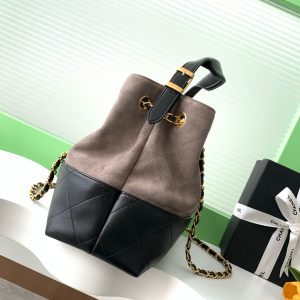 CC 25A Small Tote 36cm Grey Suede Black Calfskin