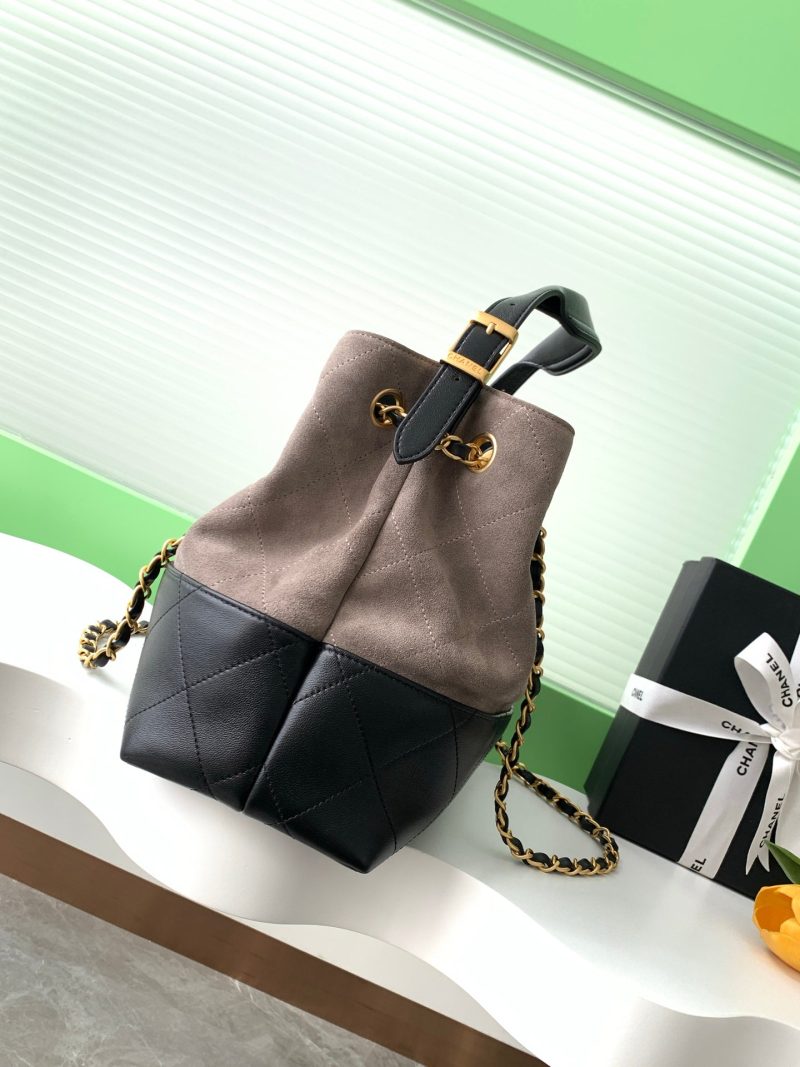 CC 25A Small Tote 36cm Grey Suede Black Calfskin