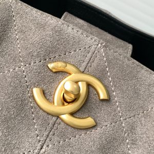 CC 25A Small Tote 36cm Grey Suede Black Calfskin