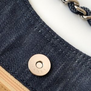 Chanel 25 Tote Bag Navy Blue 48cm Denim Leather 289494