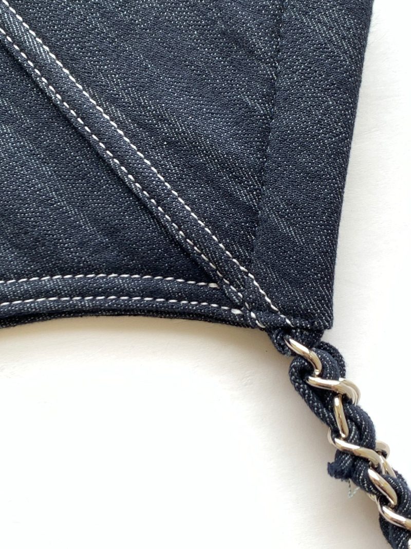 Chanel 25 Tote Bag Navy Blue 48cm Denim Leather 289494