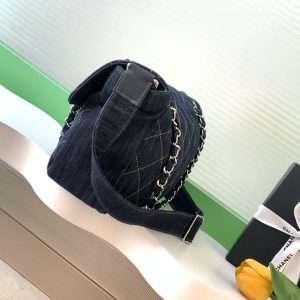 Chanel 25 Bag Navy Blue 34cm Denim Fabric 289496