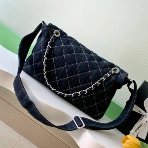Chanel 25 Bag Navy Blue 34cm Denim Fabric 289496