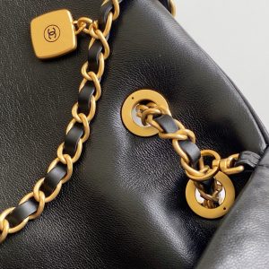 Chanel 25K Bag 45cm Black Gold Sheepskin 293990