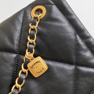 Chanel 25K Bag 45cm Black Gold Sheepskin 293990