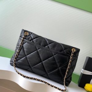 Chanel 25K Bag 45cm Black Gold Sheepskin 293990