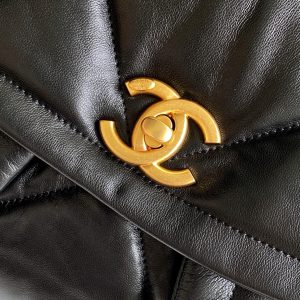 Chanel 25K Bag 45cm Black Gold Sheepskin 293990