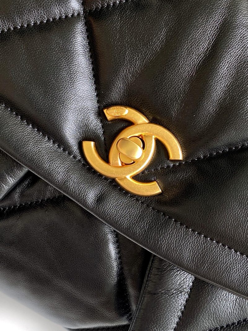 Chanel 25K Bag 45cm Black Gold Sheepskin 293990