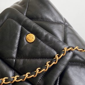 Chanel 25K Bag 38cm Black Gold Sheepskin 293989