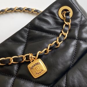 Chanel 25K Bag 38cm Black Gold Sheepskin 293989