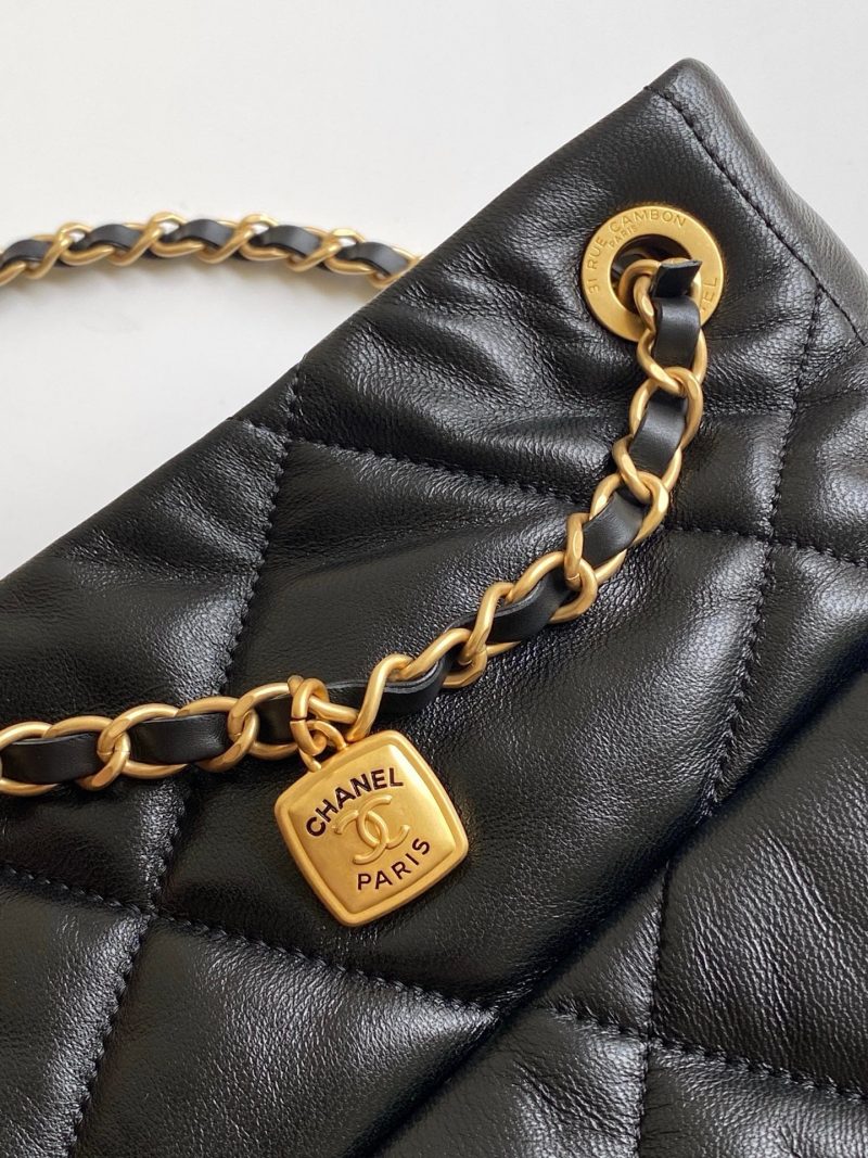 Chanel 25K Bag 38cm Black Gold Sheepskin 293989