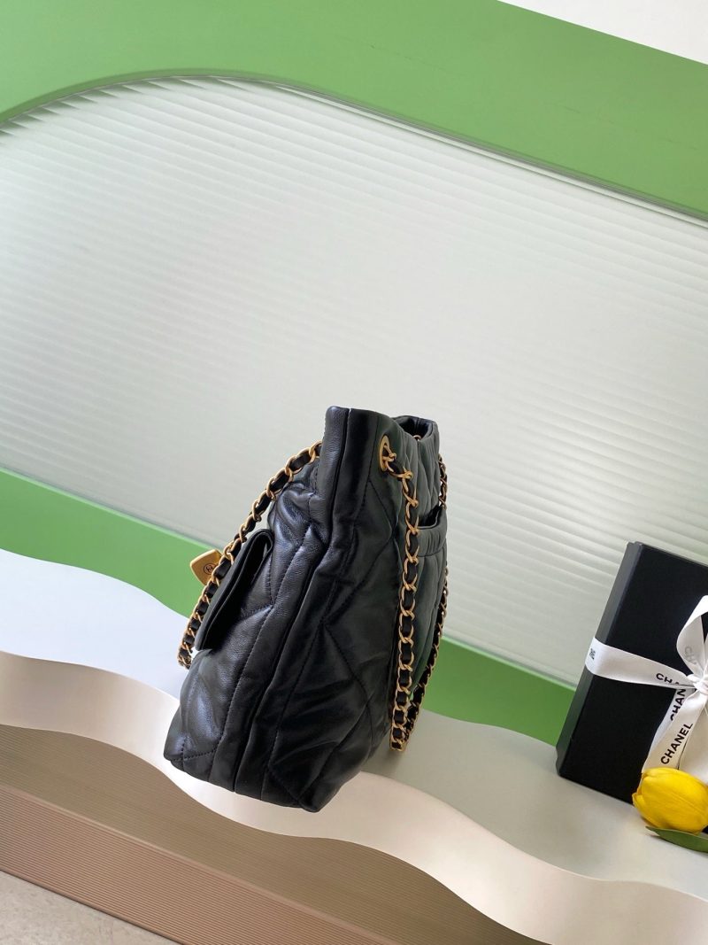 Chanel 25K Bag 38cm Black Gold Sheepskin 293989