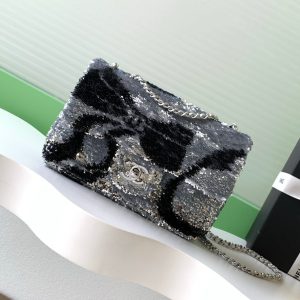 img_ecb71349_20251022_i1761108801666_8746_0_0_jpg CC 2025 Flap Bag Black Silver Sequin 298201