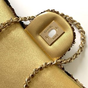 img_ecb71349_20251022_i1761108846603_6836_0_5_jpg CC 2025 Flap Bag Brown Gold Sequin 298199