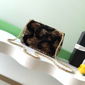 img_ecb71349_20251022_i1761108847118_3997_0_2_jpg CC 2025 Flap Bag Brown Gold Sequin 298199