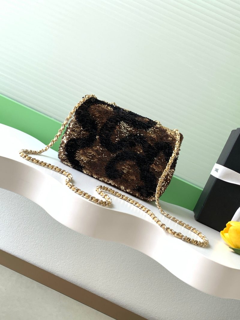 img_ecb71349_20251022_i1761108847118_3997_0_2_jpg CC 2025 Flap Bag Brown Gold Sequin 298199
