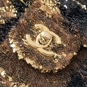 img_ecb71349_20251022_i1761108847973_8638_0_4_jpg CC 2025 Flap Bag Brown Gold Sequin 298199