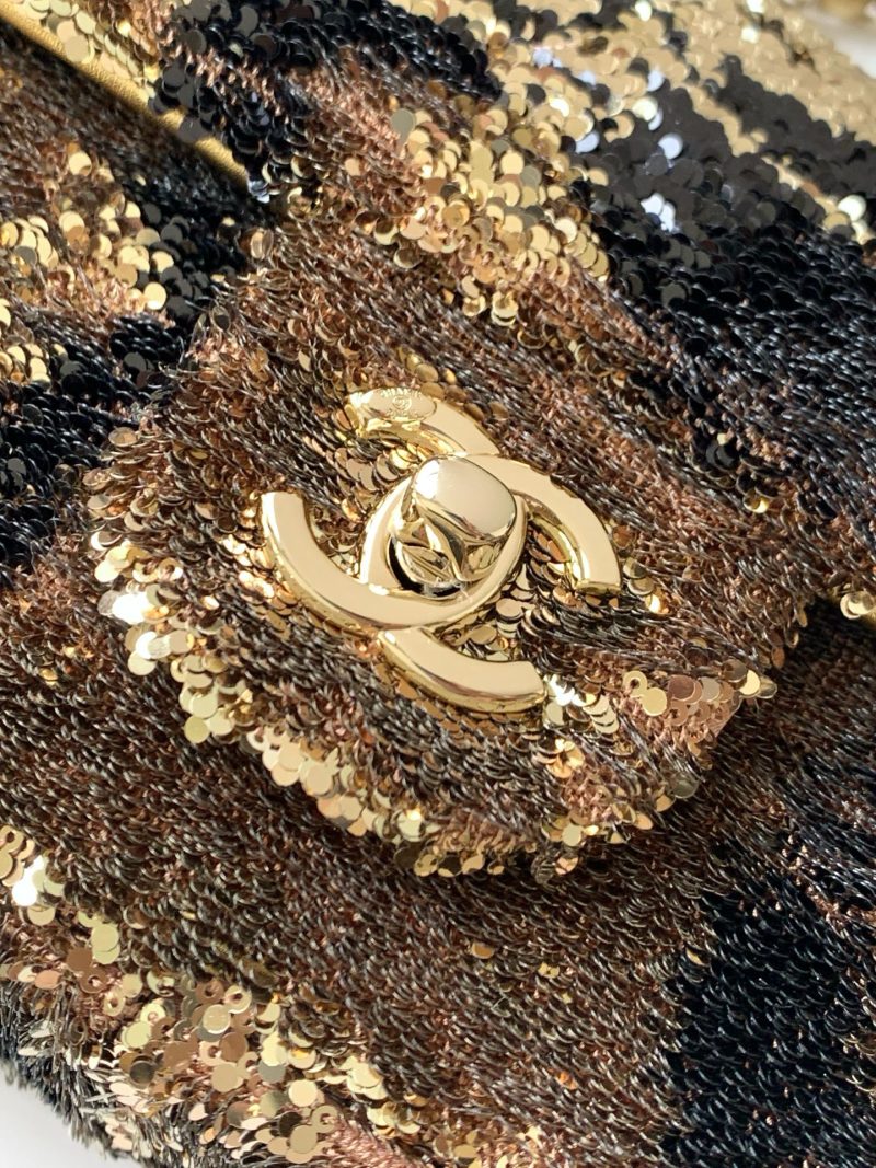 img_ecb71349_20251022_i1761108847973_8638_0_4_jpg CC 2025 Flap Bag Brown Gold Sequin 298199