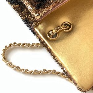 img_ecb71349_20251022_i1761108848279_607_0_6_jpg CC 2025 Flap Bag Brown Gold Sequin 298199