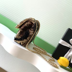 img_ecb71349_20251022_i1761108848412_2071_0_1_jpg CC 2025 Flap Bag Brown Gold Sequin 298199