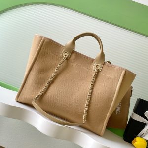 CC 2025 Deauville Tote Bag Beige Canvas