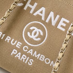 CC 2025 Deauville Tote Bag Beige Canvas