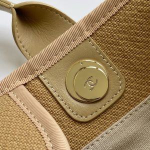 CC 2025 Deauville Tote Bag Beige Canvas