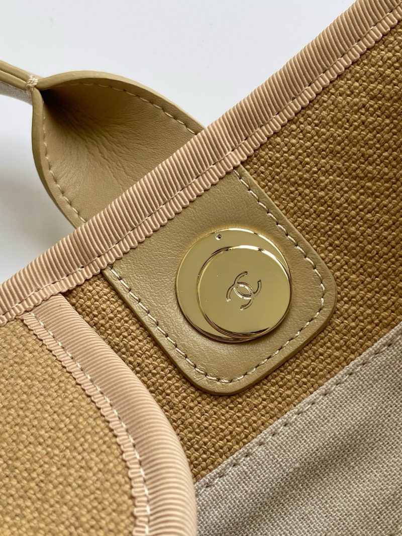 CC 2025 Deauville Tote Bag Beige Canvas