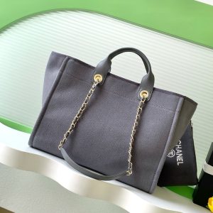 CC 2025 Deauville Tote Bag Gray Canvas