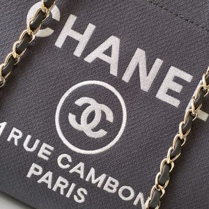 CC 2025 Deauville Tote Bag Gray Canvas